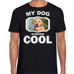 Honden liefhebber shirt Golden retriever my dog is serious cool zwart voor kinderen