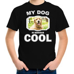 Honden liefhebber shirt Golden retriever my dog is serious cool zwart voor dames