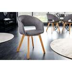 Design stoel NORDIC STAR mosterdgeel structuurstof houten poten - 43424