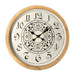 Retro Wooden Round Single-sided Gear Clock Arabic Number Wall Clock Diameter: 30cm (Silver)
