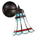 HAES DECO - Wandlamp Tiffany Blauw, Rood 30x23x23 cm E14/max 2x25W