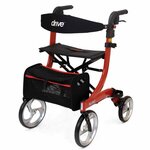 Rollator Nitro Medium Rood (7 kg) | 1.60 - 1.80 mtr | Zachte banden | Weggewerkte remkabels | Grote voorwielen | Softwielen | Drive