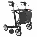 Server CF carbon ultralichtgewicht rollator | Gewicht: 5,3 kg | Kleur: Zwart | Soft banden | Medium (extra laag) 135 - 164 cm | Rehasense