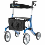 Lichtgewicht Rollator Cruiser | Rood | Grote voor wielen | Met rugband, tas en stokhouder | MultiMotion | Aluminium