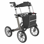 Rollator Server OS | Grote wielen | Soft banden | Electric blue | Lengte: 165 - 195 cm | Met rugsteun en tas | Lichtgewicht rollator | Rehasense