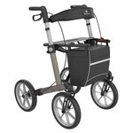 Rollator Server OS | Grote wielen | Soft banden | Ice blue | Lengte: 165- 195 cm | Met rugsteun en tas | Lichtgewicht rollator | Rehasense