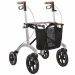 Saljol Rollator aluminium (6,4 kg) | Met zachte comfort banden | Grote voorwielen | Lichtgewicht rollator | Kleur: Pearl grey