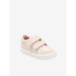 Stoffen tennisschoenen met klittenband voor babymeisjes roze, bedrukt
