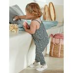 Set jumpsuit en haarband babymeisje van molton groengrijs met print