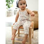 Set jumpsuit en haarband babymeisje van molton wit met print