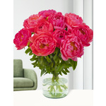 Set van 3x stuks mica donker roze kunst pioen roos/rozen kunstbloemen 76 cm decoratie - Kunstbloemen
