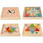 Kinderen Houten Multifunctionele Parent-Kind Interactieve Puzzel Board Toy Set Specificatie: 4 In 1 Schaken