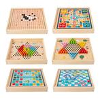 Kinderen houten multifunctionele ouder-kind interactieve puzzel board speelgoed set specificatie: 6 in 1 schaak