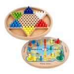 Kinderen Houten Multifunctionele Parent-Kind Interactieve Puzzel Board Toy Set Specificatie: 2 in 1 Hocker + Flying Chess