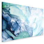 Schilderij - Abstract aquarel in blauw en groen, premium print, abstract schilderij, wanddecoratie, zeer heldere kleuren