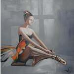 Schilderij -Handgeschilderd - Ballerina - multikleur - 100x100cm