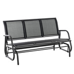 Outsunny schommelbank buiten 3-zit, tuinbank tot 300 kg, Goed ademend en waterdicht, metalen tuinmeubilair, zwart, 151 x 75 x 85 cm | Aosom.nl