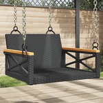 Schommelbank met kussens 119x56x48 cm poly rattan zwart