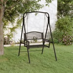Schommelbank met kussens 63x62x40 cm poly rattan zwart