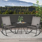 Tuinschommelstoelen 2 st staal en textileen zwart
