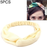 5 PCS Retro Bloemen gedrukt Dames Classic Cross Hair Bands (Geel)
