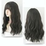 Dames Lang haar licht krullend pruik natuurlijke pluizige haarhoes kleur: Donkerbruin