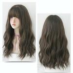 Dames Lang haar licht krullend pruik natuurlijke pluizige haarhoes kleur: Cool Brown