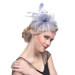 Handgemaakte bruid mesh haaraccessoires bruiloft foto hoed hoofddeksels (blauw)