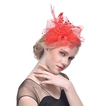 Handgemaakte bruid mesh haaraccessoires bruiloft foto hoed hoofddeksels (rood)