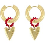Zusss Oorbel Hanger Met Gouden Hartje Rood/goud