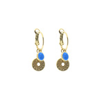 Qoss Hang Oorbellen Marloes Disc Blauw | Goud