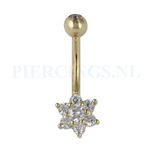 Navelpiercing goud 14 karaat bloem