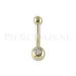 Navelpiercing goud 14 karaat zirkonia