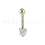 Navelpiercing goud 14 karaat hart