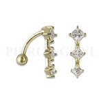 Navelpiercing reverse goud 14 karaat met kristallen