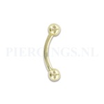 Banana 1.2 mm 8 mm goud 14 karaat spike