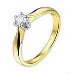 TFT Ring Diamant 0.16ct H SI Bicolor Goud