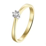 Ring geelgoud-diamant wit 0,10 crt Hsi 4 mm