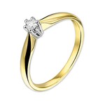 Ring geelgoud-diamant wit 0,10 crt Hsi 4 mm