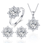 3 STKS/set sneeuw vorm edelsteen sieraden set voor vrouwen ring maat: 6 (roze)