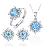 3 STKS/set sneeuw vorm edelsteen sieraden set voor vrouwen ring maat: 10 (wit)