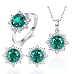 3 STKS/set sneeuw vorm edelsteen sieraden set voor vrouwen ring maat: 9 (groen)