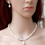 3 in 1 bruids toebehoren Lady klassieke mode parel oorbel ketting sieraden set