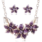 Crystal emaille bloem Sieraden sets voor vrouwen (zwart)