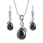 Vrouwen mode opaal water drop ketting hanger oorbellen Bridal Wedding Sieraden sets (zwart)