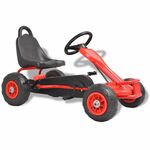 Skelter met pedalen en pneumatische banden rood