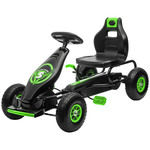 HOMCOM skelter, Verstelbare ergonomische stoel, 5-12 Jaar tot 50 kg, kindervoertuig met pedaal, pedaalauto, 121 x 58 x 61 cm, groen+zwart | Aosom.nl