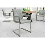industrieele sledestoel LOFT steengrijs met armleuning RVS frame - 38497