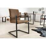 Moderne sledefauteuil BIG ASTON vintage grijs geborsteld roestvrij staal - 39085