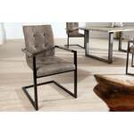 Design sledestoel OXFORD vintage grijs met armleuning ijzeren frame - 36960